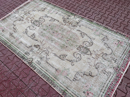 Handwoven Turkish Oushak Rug 4x6: Wool & Cotton Blend