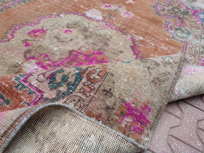 Handwoven Oushak Loom Rug 4x7: Turkish Bohemian Decor