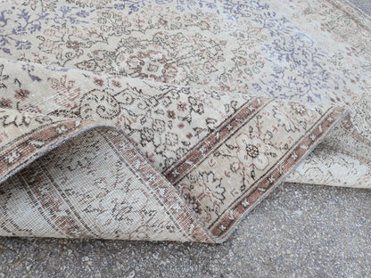 6x9 Oushak Neutral Rug: Hand Knotted Wool, Bohemian Home Decor