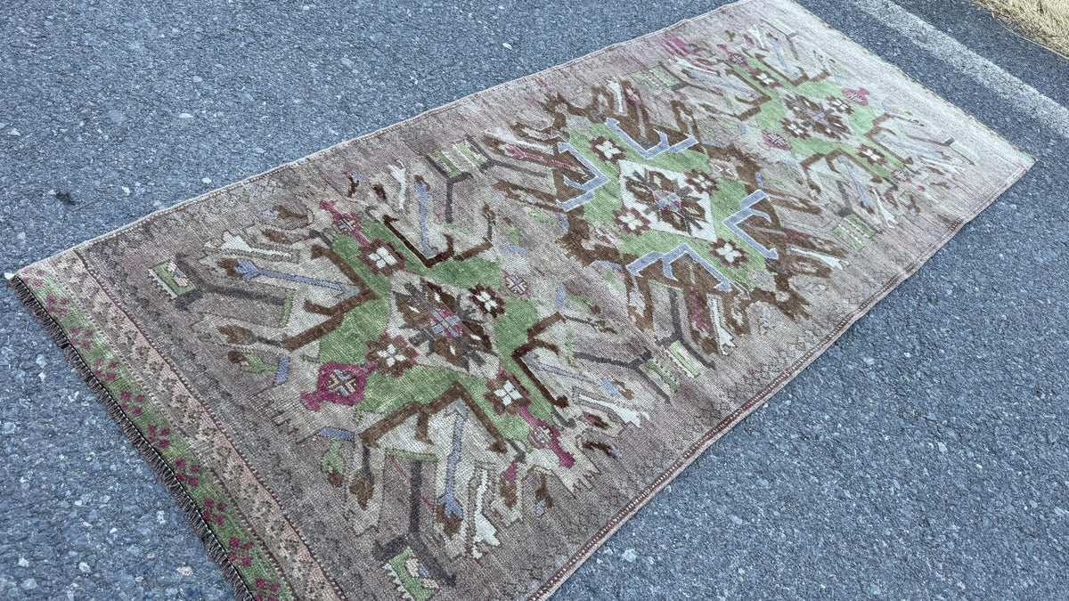 3x7 Small Kars Decor Rug, Turkish Hand Woven, Home Rustic Mini Decor