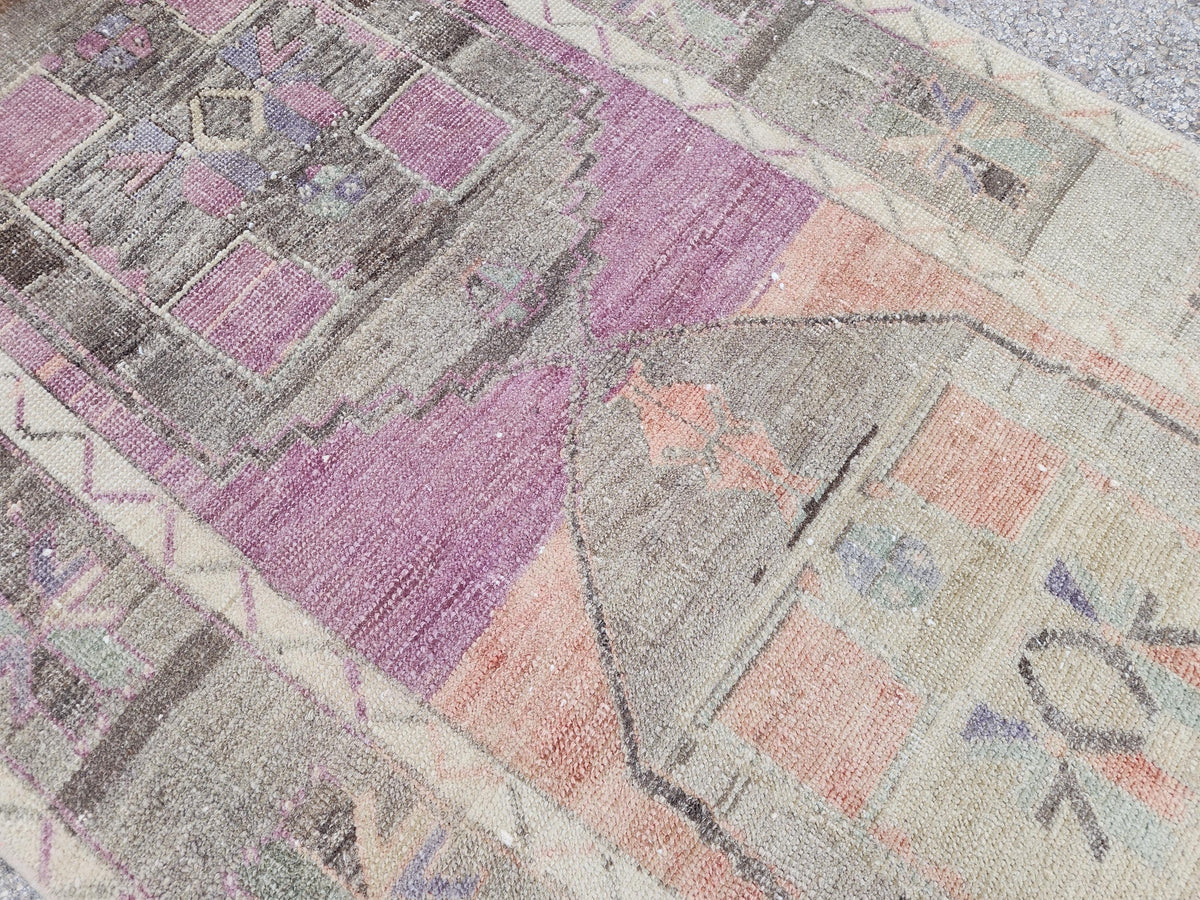 3x10 Neutral Wool Rug, Turkish Malatya Hand Knotted Runner, Kitchen Brown Carpet