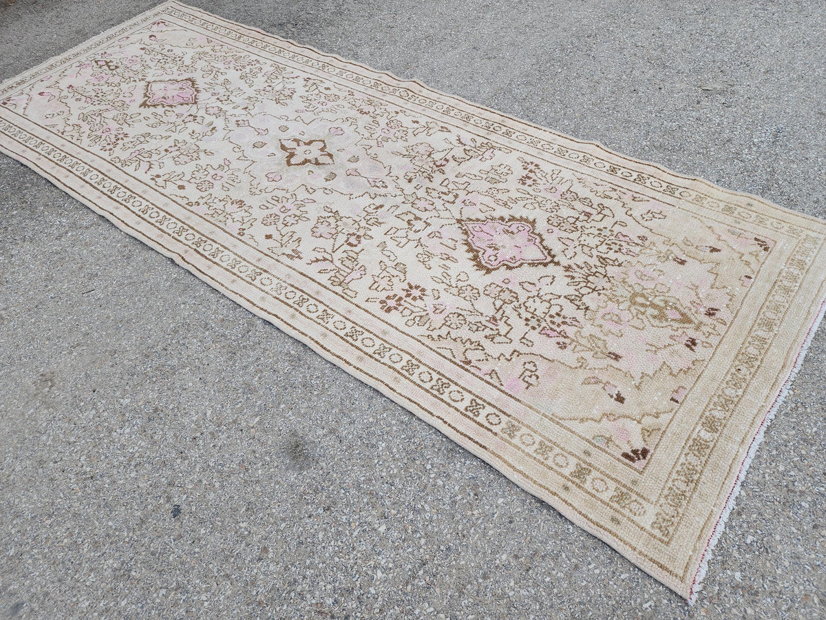 3x9 Neutral Runner Rug, Beige Hand Knotted, Boho Home Decor