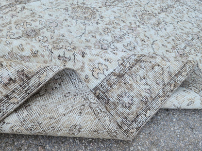 Hand‑woven Turkish Oushak Wool Rug Neutral 5×8 Area Rug: Home Decor