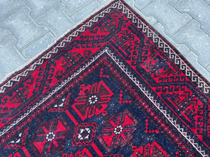 4x7 Vintage Turkmen Rug: Hand-Knotted Wool Turkish Rug