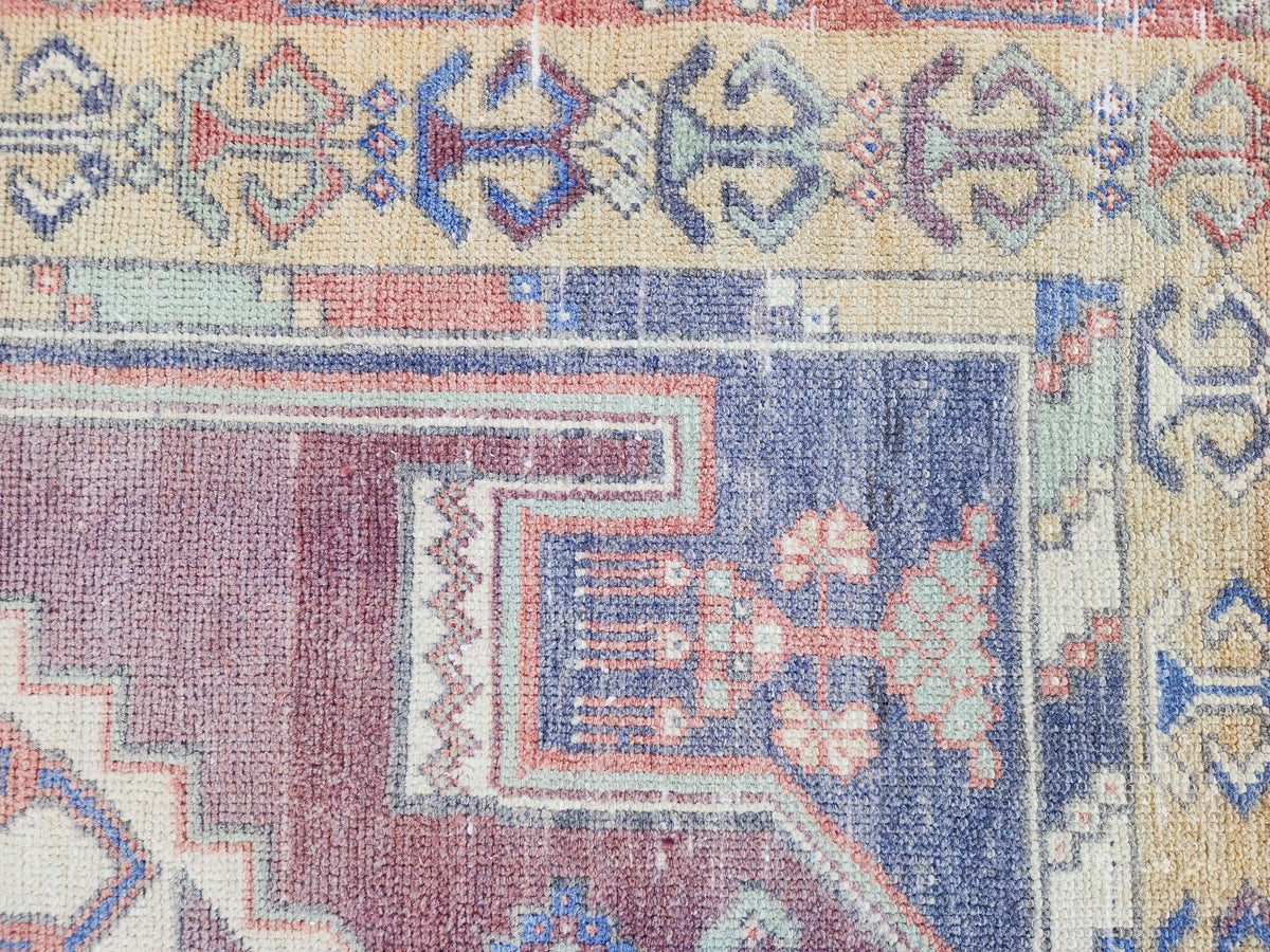 4x9 Turkish Area Rug, Hand Knotted Turkish Runner, Wool Boho Hallway Decor