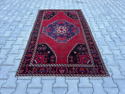 4x7 Vintage Oushak Rug: Hand Knotted Wool Oriental Rug