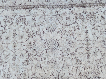 5x9 Neutral Wool Rug, Turkish Beige Hand Made, Dining Room Decor