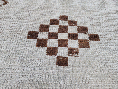 White Herki Rug 3x10: Vintage Bohemian Hallway Runner