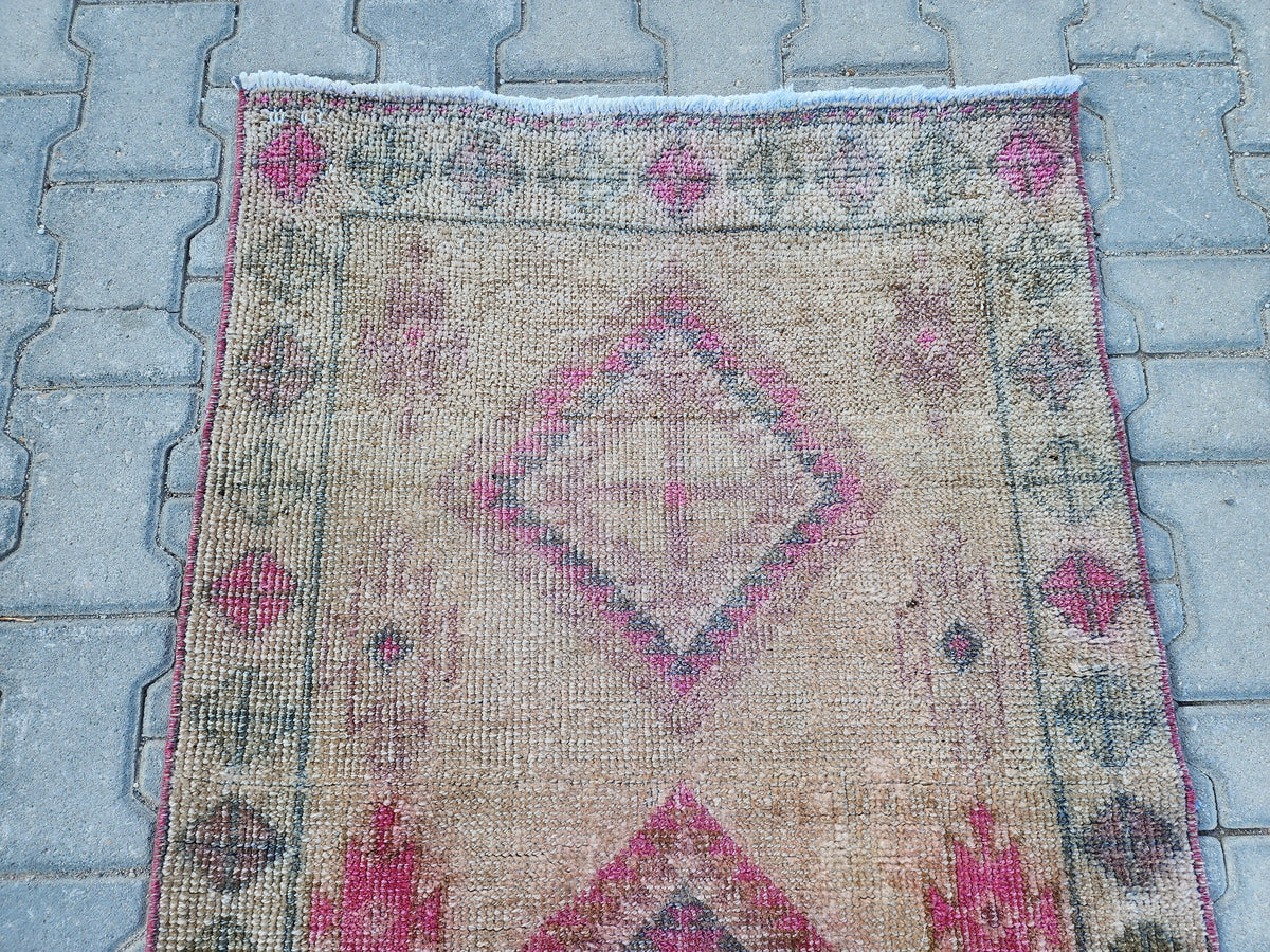 3x11 Hand Made Rustic Rug, Turkish Wool Runner Rug, Hallway Design