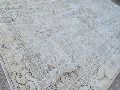 7x10 Neutral Turkish Rug: Hand Knotted, Rustic Decor, Beige and Gray