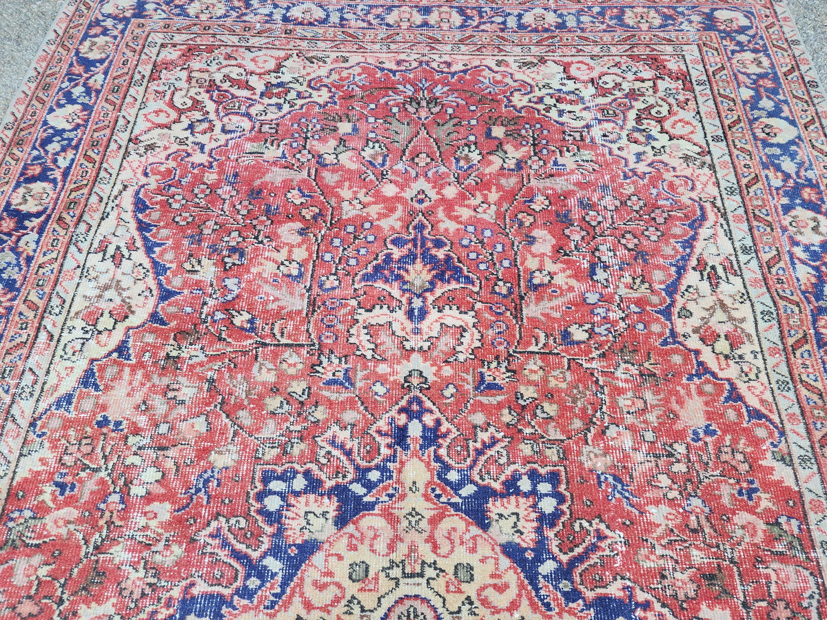 Oushak Area Rug 5.6 x 9.2 ft, Turkish Hand Knotted isparta Carpet, Living Room Decor