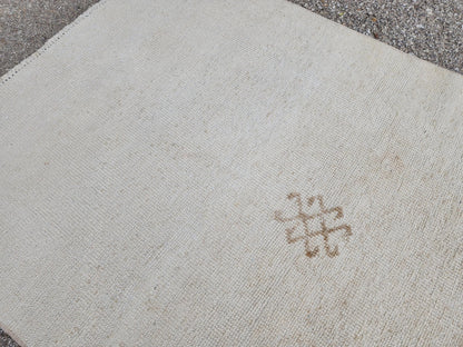 3x12 Muted  Runner Rug: Geometric Turkish Hand Woven, Up Cycled Wool