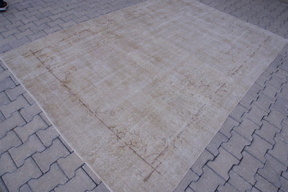 7x10 Neutral Rug, Boho Home Decor, Turkish Beige  Wool Hand Made