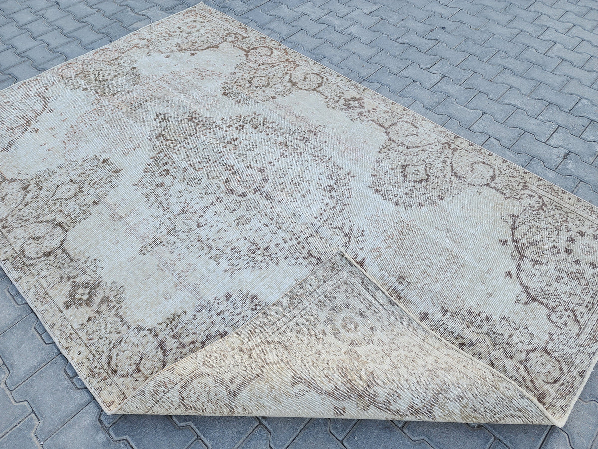 Dining Room Rug 6x10, Turkish Hand Knotted Carpet, Living Room Boho Decor