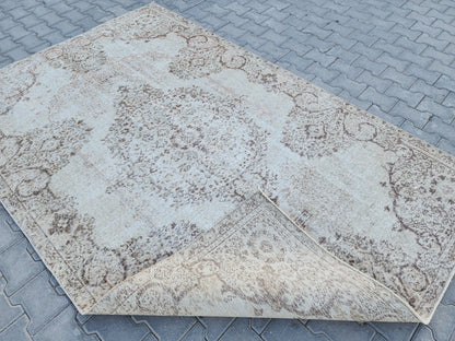 Dining Room Rug 6x10, Turkish Hand Knotted Carpet, Living Room Boho Decor
