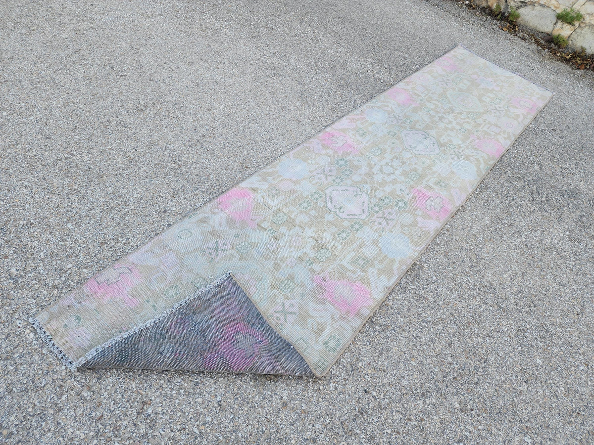 Handmade Wool Runner Rug 2x9: Neutral Farmhouse Boho Decor