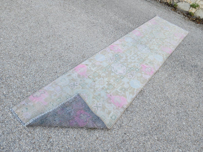 Handmade Wool Runner Rug 2x9: Neutral Farmhouse Boho Decor