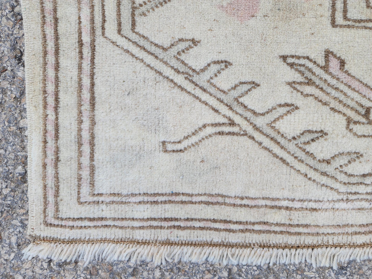 Wool Beige Area Rug 7x9, Turkish Hand Made Carpet, Home Living Room Decor