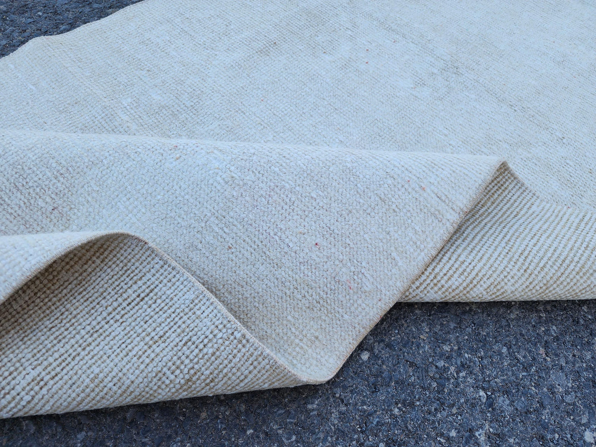 3x12 Neutral Runner Rug, Turkish Hand Knotted, Up Cycled Wool, Kitchen Decor