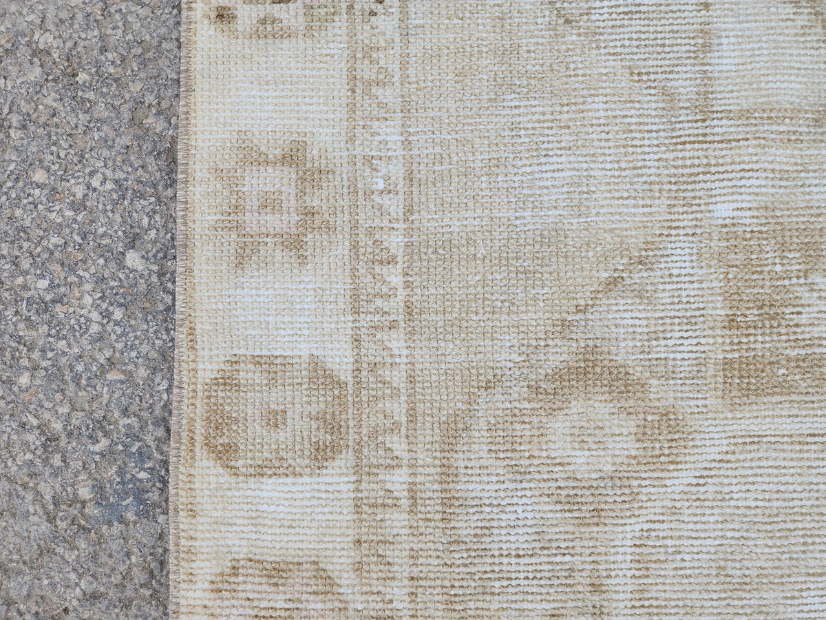 Neutral Geometric Runner Rug 3x13, Bohemian Turkish Hand Made Carpet, Hallway Home Decor
