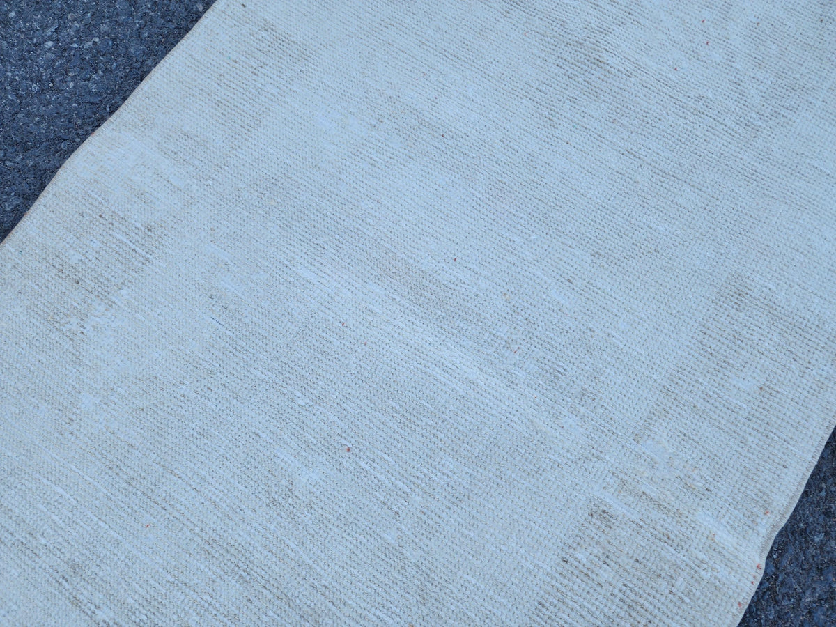 3x12 Neutral Runner Rug, Turkish Hand Knotted, Up Cycled Wool, Kitchen Decor