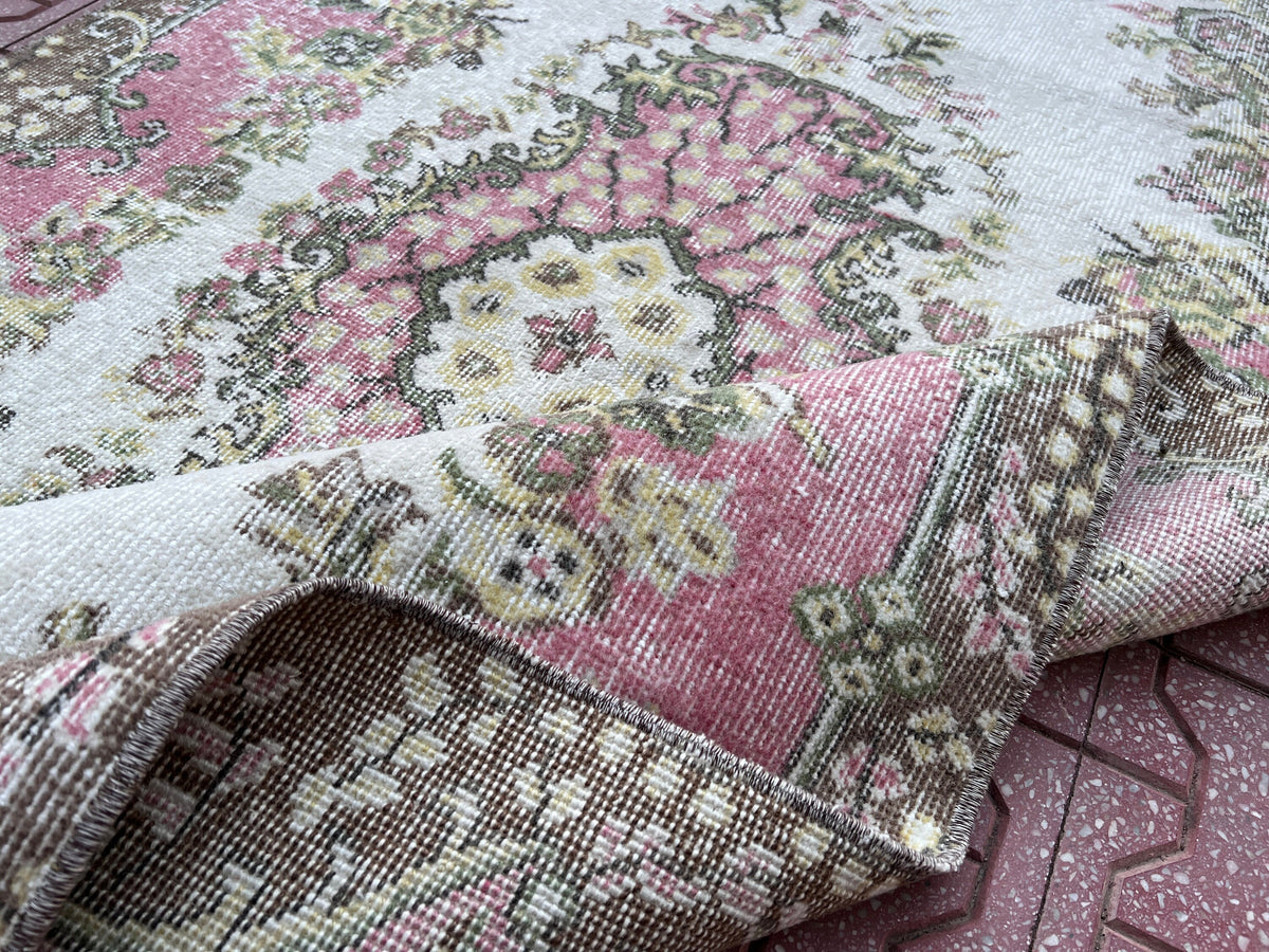 Handwoven Turkish Oushak Rug 4x7: Wool & Cotton Blend