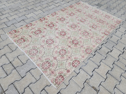 4x7 Handwoven Turkish Oushak Rug: Wool & Cotton Area Rug