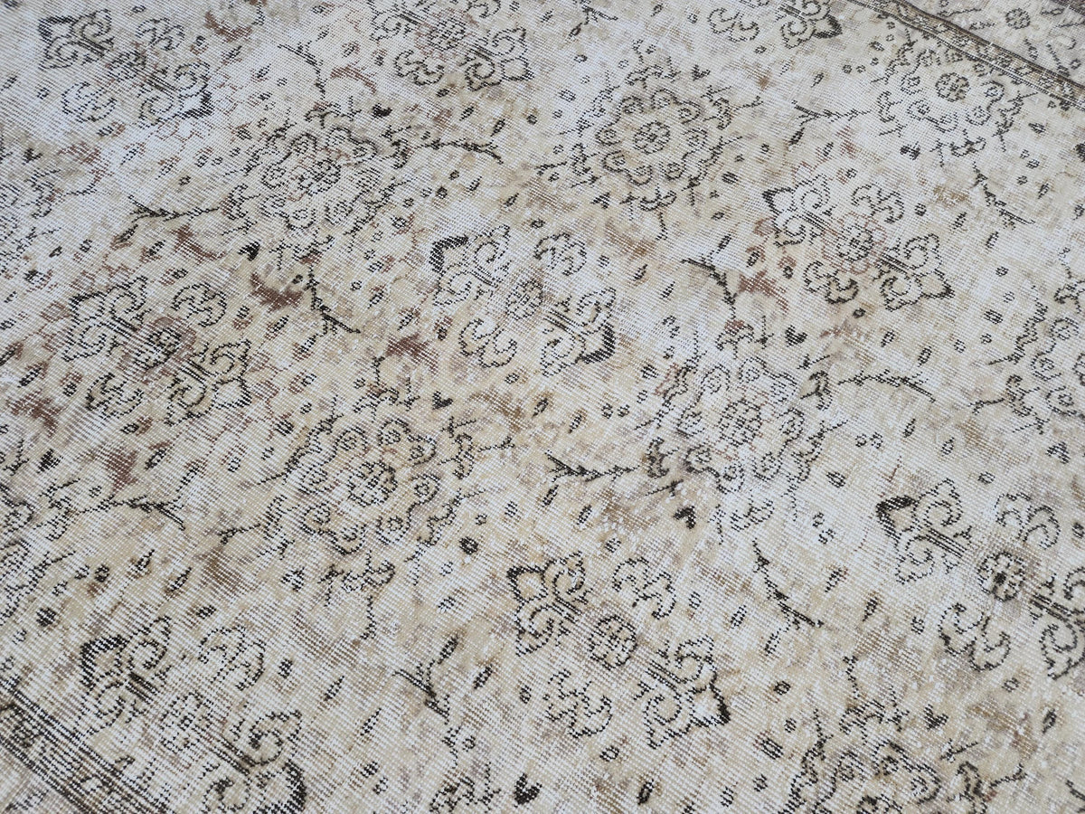 Vintage Rug 5x9, Turkish Hand Knotted, Muted Neutral Area Rug, Handmade Anatolian