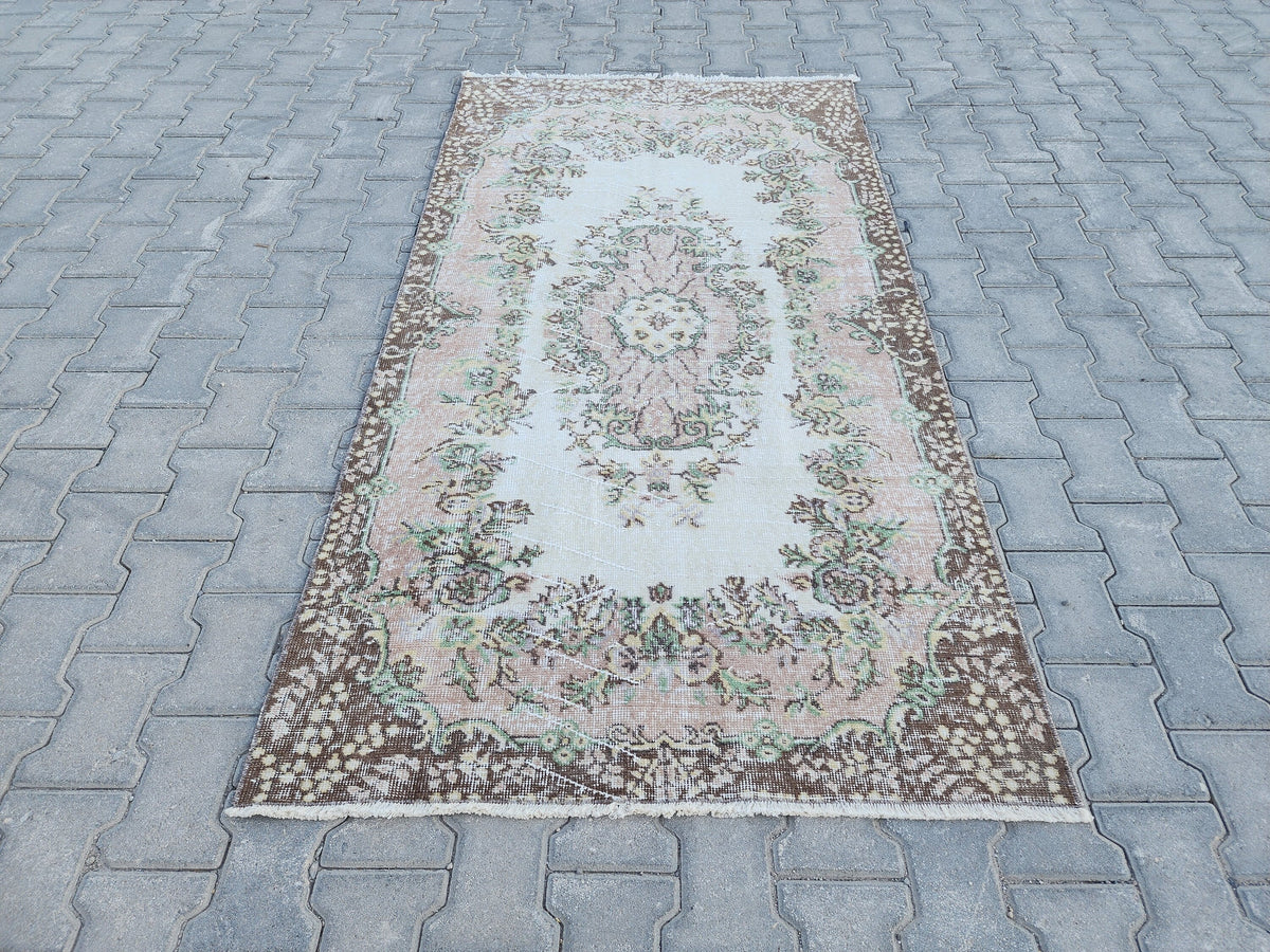 Handwoven Turkish Oushak Rug: 4x7 Wool & Cotton Medallion Rug, Home Rustic Decor
