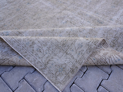 6x10 Vintage Turkish Rug: Neutral Muted Isparta Rug