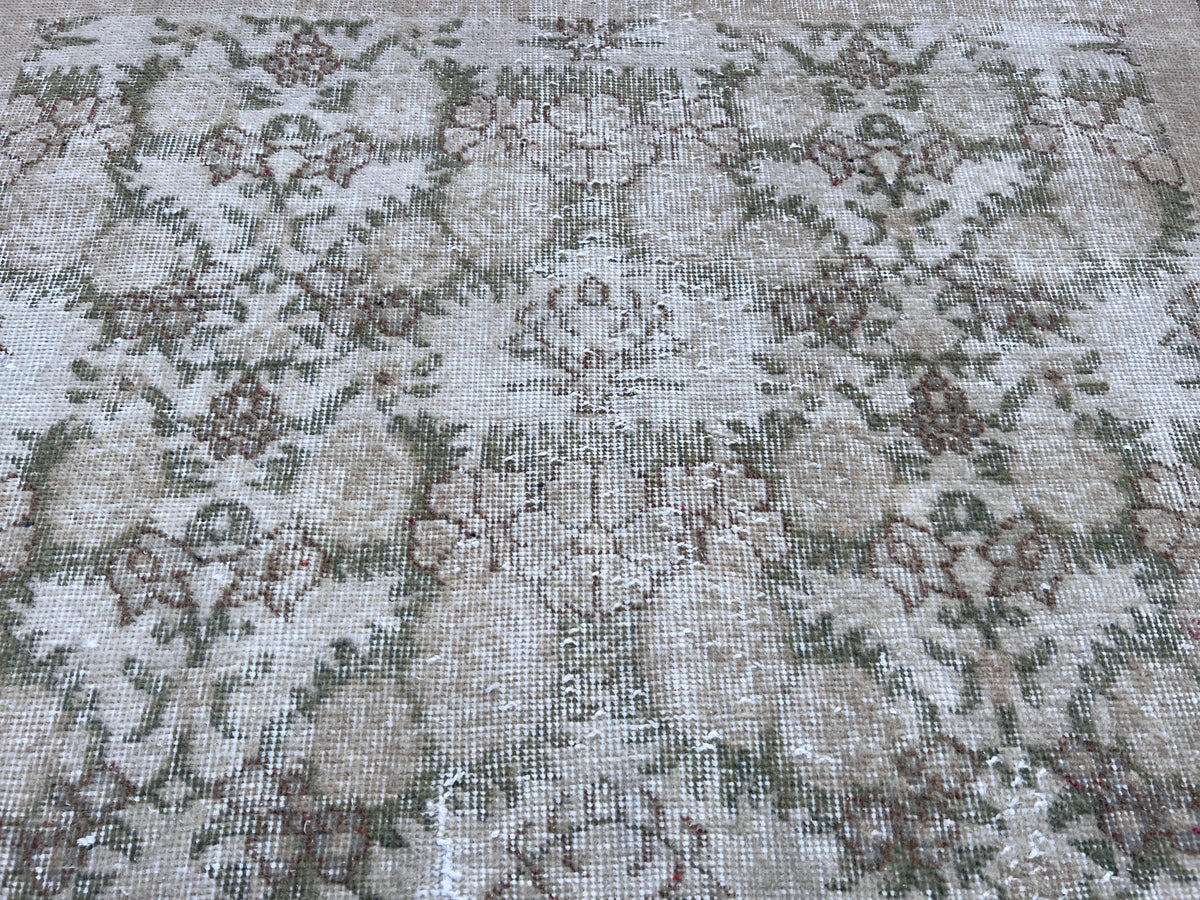 Vintage Oushak Rug 4x6: Handwoven Wool & Cotton Bohemian Rug