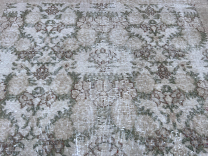 Vintage Oushak Rug 4x6: Handwoven Wool & Cotton Bohemian Rug