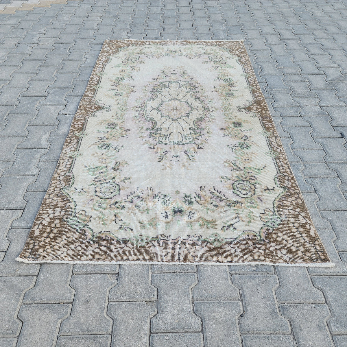 Handwoven Turkish Oushak Rug 3x6: Wool & Cotton Vintage Area Rug
