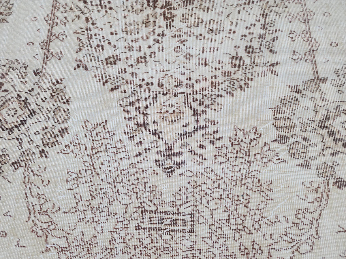 Oushak Neutral Rug 6x9: Hand Knotted Rustic Rug, Farmhouse Boho Decor
