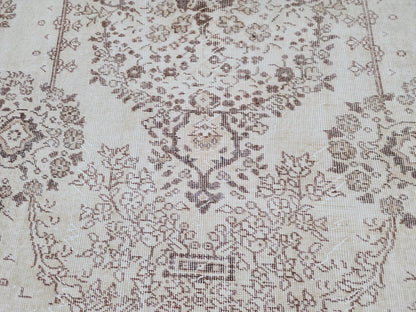 Oushak Neutral Rug 6x9: Hand Knotted Rustic Rug, Farmhouse Boho Decor