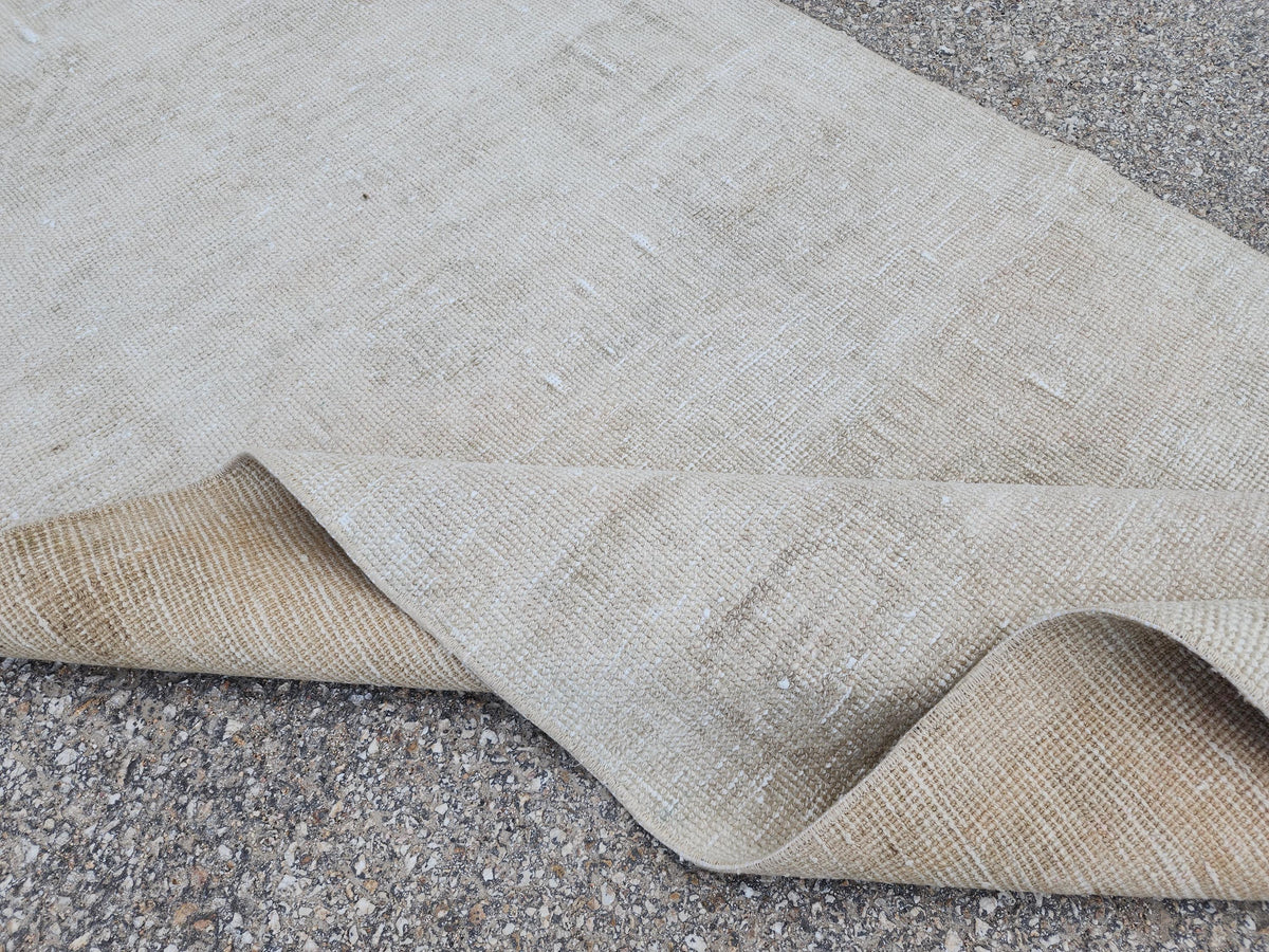 3x12 Neutral Runner Rug, Turkish Beige Wool Hand Made, Hallway Decor