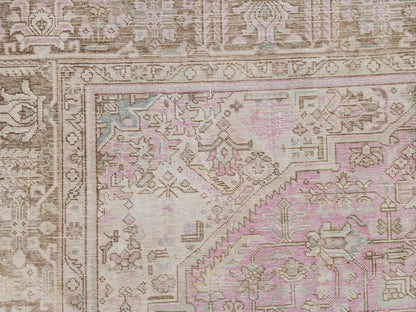 Vintage Hand Knotted Wool Rug 9×12 ft, Beige Geometric Oriental Persian Traditional Carpet