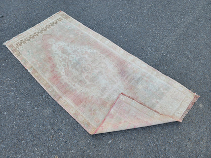Handwoven Oushak Rug 3x6: Bohemian Turkish Wool Rug