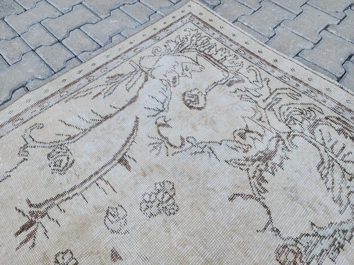 Neutral Rug 7x11, Hand Knotted Turkish Wool Rug, Oushak Design Bohem Decor
