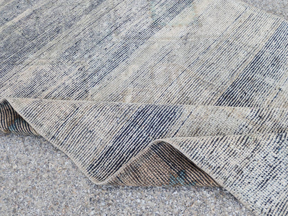 3x11 Hand Knotted Wool Runner Rug: Gray Turkish Farmhouse Hallway Decor