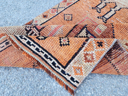 3x8 Tribal Runner Rug, Hand Made Rustic Decor, Kitchen Decor, Up Cycled Wool