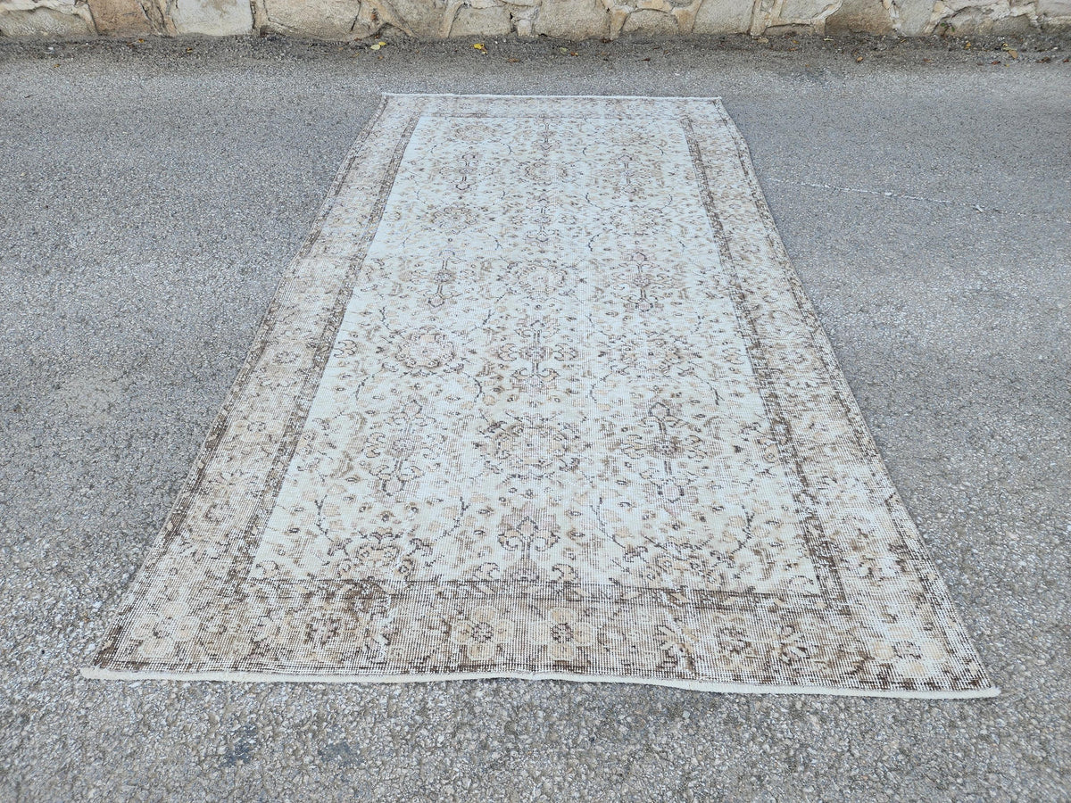 Hand‑woven Turkish Oushak Wool Rug Neutral 5×8 Area Rug: Home Decor