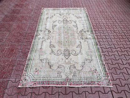 Handwoven Turkish Oushak Rug 4x6: Wool & Cotton Blend