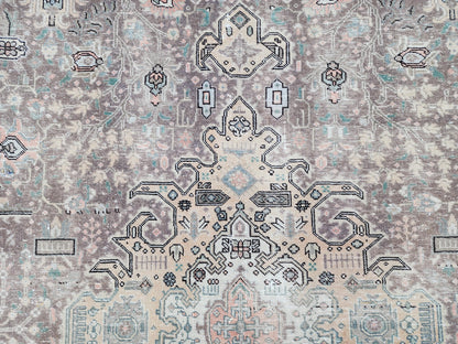 Vintage Neutral Rug: Hand Knotted, Natural Persian Design 8x11