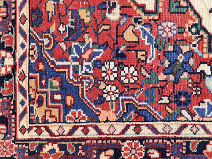 Antique Wool Runner Rug 3x9: Handcrafted Red Ann Blue Color, Farmhouse Decor