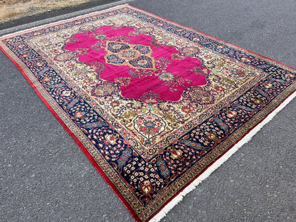 8×11 Vintage Wool Rug, Hand Knotted, Natural Oriental Traditional Kayseri Carpet