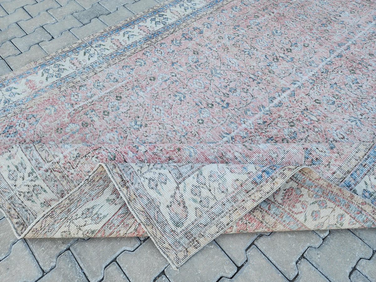 7x10 Neutral Area Rug, Dining Room Decor, Faded Red Rustic Design
