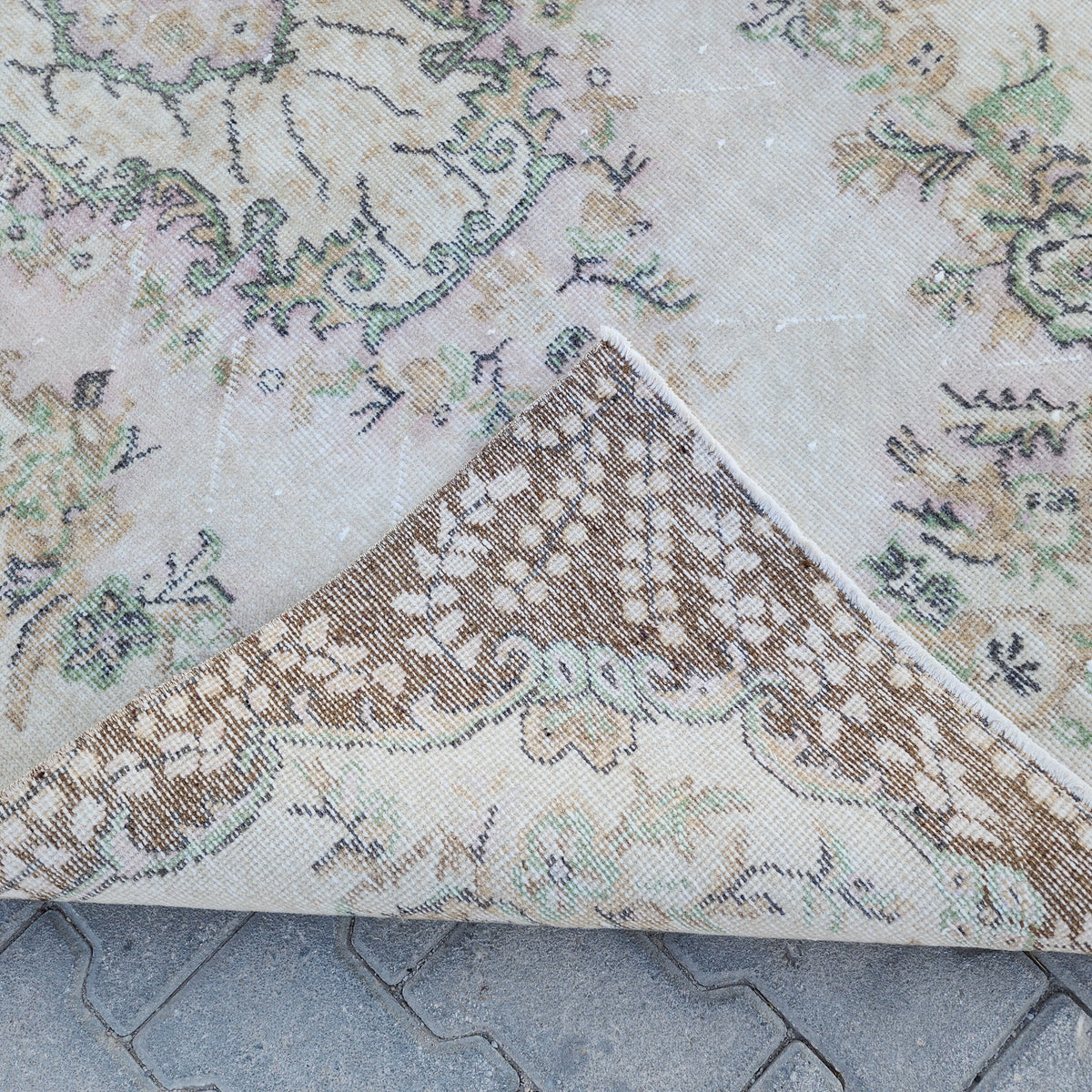 Handwoven Turkish Oushak Rug 3x6: Wool & Cotton Vintage Area Rug