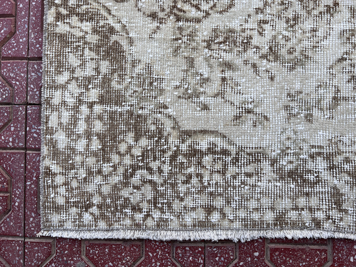Handwoven Turkish Oushak Rug 4x7: Wool & Cotton Bohemian Rug