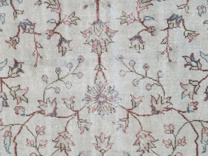 Handwoven Oushak Wool Rug 5×8 Neutral Beige Turkish Area Rug